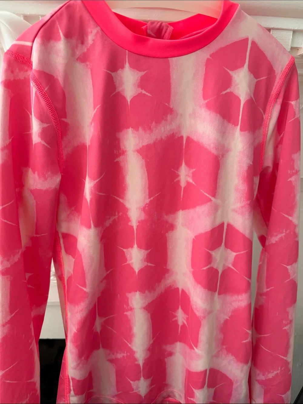 Crewcuts Pink & White Tie-Dye Long-Sleeve Swim Tee
